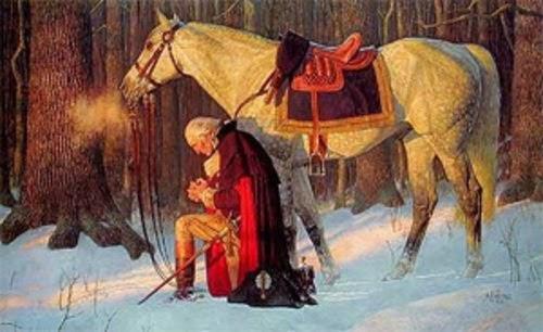 Washington in Prayer Painting